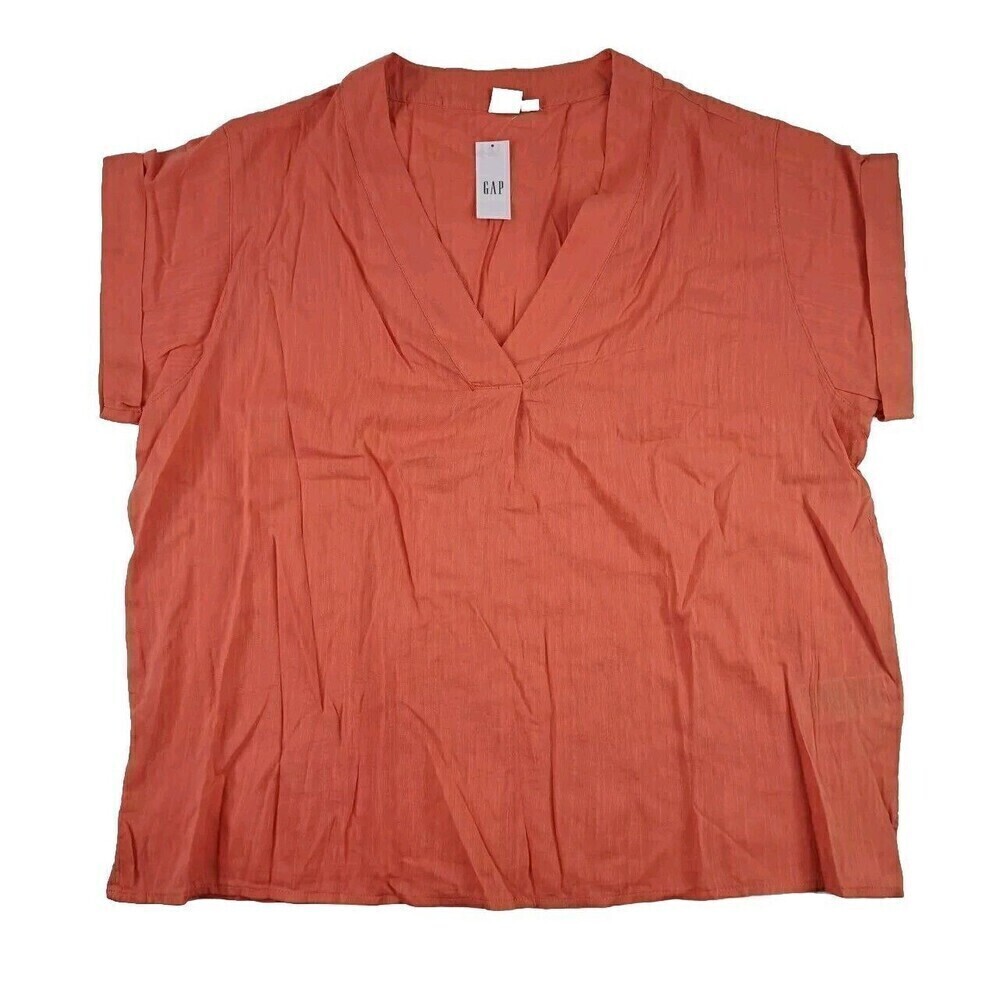 Old Navy Women's Boho V-Neck Cap Sleeve Blouse Orange Size L NWT